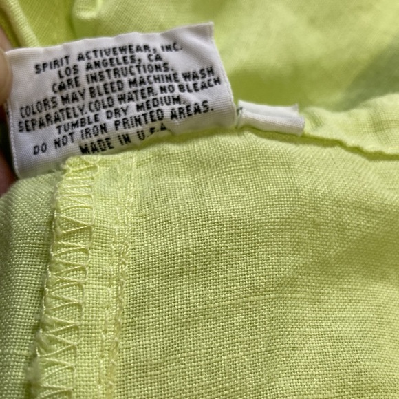 SPIRIT Linen Neon Lime Green Highlighter Drawstring Pants Womens Large - Picture 10 of 13